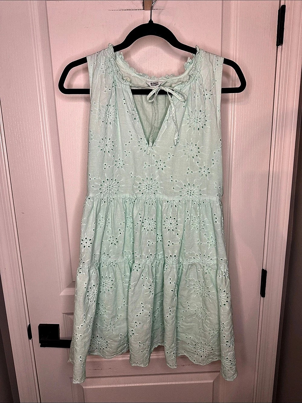 BD Dakota 100% Cotton 15Eyelet Mini Dress in Green Size Small